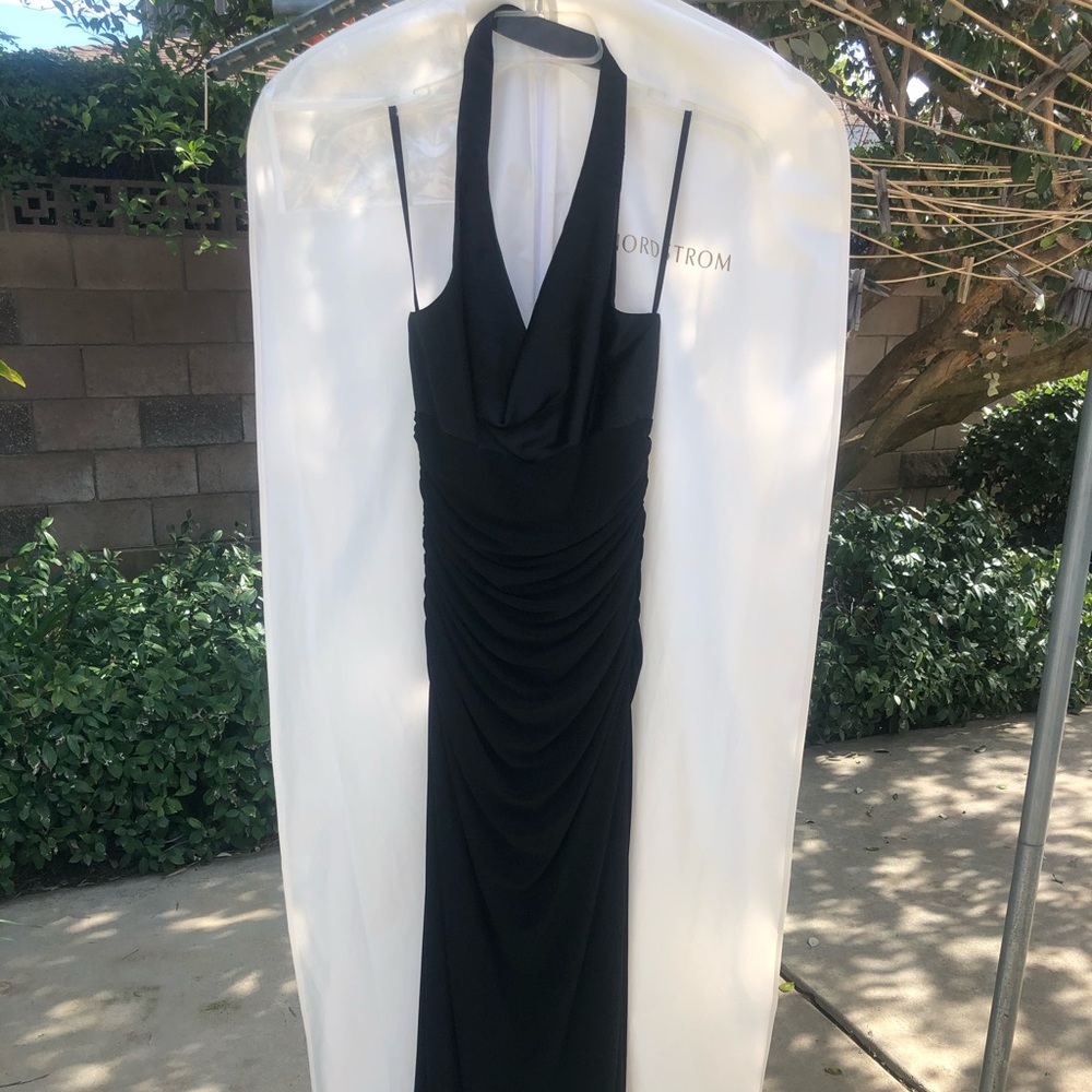 Black Draped Full length (halter top) dress